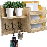 Sorbus Key Holder with Shelf for Mail, Rustic Wooden Key Rack, Mail Holder for Wall, Entryway Key Hangers, Key & Mail Holder for Wall, Decorative Apartment Necessities (Maple)