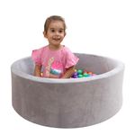 HARBOLLE Round Kiddie Ball Pit Handmade Soft Velvet Memory Foam Ball Pit Ideal Gifts for Baby Children Toddler Infant Outdoor Indoor 35.5 x 11.8 NOT Included Balls -Grey