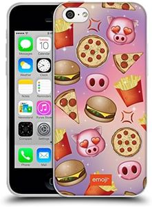 Official Emoji Food Patterns Soft Gel Case Compatible for Apple iPhone 5c