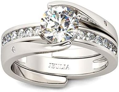 Jeulia Bypass Bague en Argent Sterling Coupe Ronde Ensembles Femmes Diamant Anneaux De Mariage Solitaire Déclaration De Fiançailles Bague Anniversaire Promise Anneau pour Elle avec Boîte-Cadeau (51)
