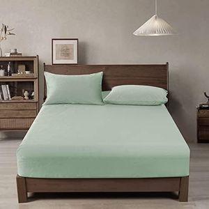 PHF Truly Velvet Fitted Sheet King Size, 1 Pack Luxury Super Soft Cozy Comfy Flannel Bed Sheets with 15'' Deep Pocket, Suitable for Fall Winter and Spring, No Pillowcases, Bean Green