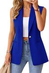 Kedera Summer Blazers Sleeveless Outfit Clothes for Women Lightweight Business Casual Blazer Vests Fashion Jackets Royal Blue L
