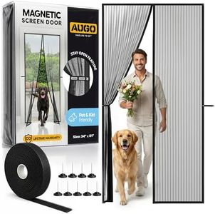 AUGO Magnetic Screen Door - Self Sealing, Heavy Duty, Hands Free Mesh Partition Keeps Bugs Out - Pet and Kid Friendly - Patent Pending Keep Open Feature - 34 Inch x 81 Inch