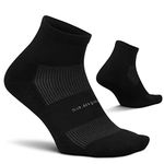 Feetures High Performance Cushion Quarter Sock for Women & Men - Moisture-Wicking Athletic Socks - Black, M (1 Pair)