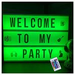 ENUOLI 16 Color Changing A4 Cinematic Light Box with 249 Letters 6*AA Battery/USB Operated LED Light Sign Box with Remote Control Cinematic Letter Box Light up Message Board for Christmas Party Decor