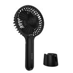 UN1QUE X3 Mini Portable Fan - Powerful Brushless Motor Fan with Large Blades, 3-Speeds, Noise-Canceling Design, Detachable, USB Rechargeable Fan with Base (Black)