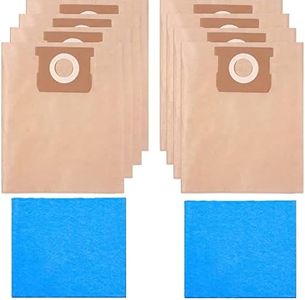 Pack 10 (8+2) 19-3100 vacuum bags for Stanley 5-6 gallon wet and dry vacuum cleaners Disposable and reusable paper dust collection bags