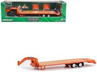 Gooseneck Trailer Orange with Red and White Conspicuity Stripes Hobby Exclusive Series 1/64 Diecast Model Car by Greenlight 30486