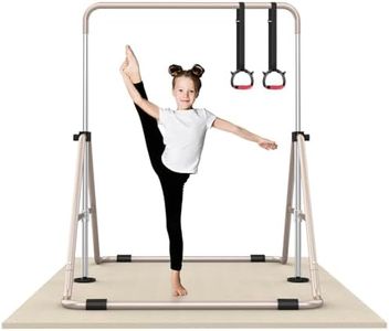 Nimsqury Foldable Gymnastics Bar, 5-Height Adjustable Gymnastic Bars for Kids at Home,Robust & Stable for Indoor/Outdoor Using,Weight Limit 140LBS