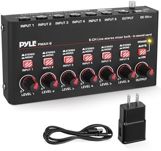 6-Channel Wireless BT Streaming Mini Line Mixer with USB Audio Interface - 6 Mono/Stereo Switching Inputs | Ultra-low Noise Design with High Headroom | Built-in USB Sound Card