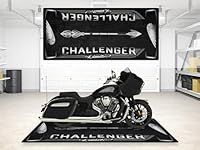 wibeart Parking Mat for Indian Challenger Limited Motorcycle Model, Display and Pit Mat, Washable Non-Slip Garage, Showroom Mat, Rug (Black Metallic, Size 1 : 86.6 x 39.4/220 x 100 cm)