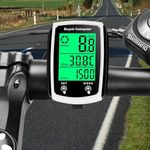 EXGUEACK Bike Computer Wired, Waterproof Bicycle Speedometer and Odometer with Back Light,19 Functions Cycle Pedometer with Large LCD Touch Screen for Outdoor Men Women Teens Bikers (White)