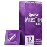 Kimono MicroThin Large Pack of 12 - Premium Lubricated Natural Latex Condoms, Ultra Thin, Larger Tip Condoms, Vegan-Friendly, No Latex Odor - Enhanced Sensitivity