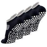 Busy Socks Yoga Socks Arch Support with Grips for Women,Cushioned Ankle Sport Non-skid Slipper Socks for Walking Running Jogging,2 Pairs,Black
