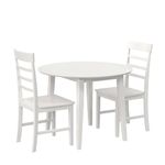 Novogratz Brooks 3-Piece Wood Dining Set with Double Drop Leaf, White
