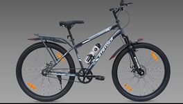Unisex Tata Stryder Harris Mountain Bike Sports Cycle In 26" Wheel Size With Dual Disc Brake With Integrated Carrier With Water Decals Stickers For 13+ Age Group, Multicolor