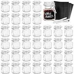 Oak & Steel - 36 Mini Clip Top Glass Spice Storage Jars - 100 ml Glass Canister Containers with Lids, 72 Labels and 3 Chalk Pens (8 x 5cm) - Perfect for Spice Storage, Jam, Honey, Gifting (36)