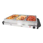 Quest 16510 Large Buffet Server and Warming Tray / 3 x 2.4L Trays / 300W / Rapid Heating / Adjustable Thermostat / Lids Included