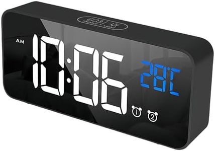 LeCoirrax Upgraded Digital Alarm Clock, Bedside Digital Clock for Kid Adult, Large LED Clock, Snooze, Temperature, 4-Level Brightness, 12/24H, 13 Music USB Rechargeable Clock for Bedroom Office(Black)