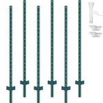 VEVOR 6 Feet Fence Post, 6 Pack U-Channel Metal Fence Posts with 24 Zip Ties & 12 Clips, Sturdy Steel Fence Stakes for Garden Yard, Lawn, Farms and Outdoor Wire Fencing, Green