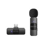 BOYA BY-V10 2.4 ghz Omnidirectional Wireless Microphone System with a Transmitter & Receiver for Type-C Devices & Android. for Vlogging, Social Media, Youtubers with Rechargeable Battery 50m Range