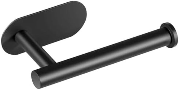 LAYUKI Toilet Paper Holder,Matt Black,Wall Mount,Upgraded Adhesive Toilet Paper Roll Holder,no Drilling,Bathroom/Rv/Washroom, SUS 304 Stainless Steel, Rustproof (Black, 1 Piece)