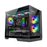 Ant Esports Crystal X4 Mid-Tower High End Computer Case/Gaming Cabinet - Grey | Dual Chamber Design with Panoramic Glass and USB Type-C | Support ATX, Micro-ATX, Mini-ITX | Pre-Installed 3 ARGB Fans