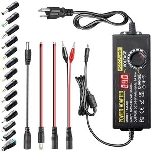 3V~24V 6A 144W Adjustable Power Supply 3V 5V 6V 9V 10V 12V 15V 18V 20V 24V Universal Variable Switching Power AC/DC Adapter,100V-240V AC to DC Converter with 14 Tips & Polarity Converter & 3Test Leads