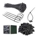 50 Pcs Strong Cable Zip Ties with Adhesive Zip Tie Mounts,Heavy Duty Wire Ties with Self Adhesive Cable Tie Mounts for Home Office Cable Management Cord Organization(15cm/6inch Length) (Black)