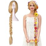 ColorGround Long Blonde Braided Cosplay Wig for Halloween and Con (Blonde Wig Only)