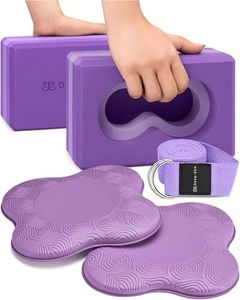 Deep-Zen® Yoga Blocks Wrist Support; Yoga Blocks 2 Pack w/Knee Pads; Yoga Blocks 2 Pack with Strap to Put Less Weight on Wrists; Durable, Versatile Yoga Brick Exercise Block Set, Blocks Yoga - Purple