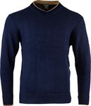 JACK PYKE Ashcombe 100% Lambswool Long Sleeve V-Neck Jumper Pullover Navy 3XL