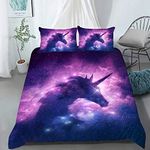 AILONEN Purple Space Unicorn Bedding Set,Superior Kids Comforter Set Twin for Teen Girls and Boys,Printed Galaxy Bed Sets,Microfiber,No Comforter