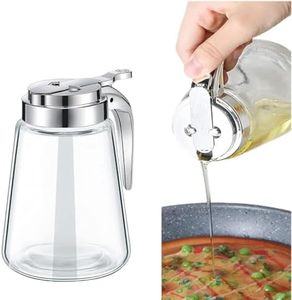TINGJUNN Glass Honey Dispenser, 14OZ Syrup and Sugar Jar, Non-Drip Honey Dispenser, Flip Top Oil Dispenser, Vinegar Dispenser