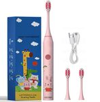 US1984 Sonic Electric Toothbrush for Kids with 5 Modes, 3 Brush Heads & Rechargeable Battery, Ultra Soft Nylon Bristles, IPX7 Waterproof, Electric Power Tooth brush (Pink)