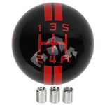 Akozon 5 Speed Gear Shift Knob for Manual Transmission Replacement Shifter Lever Stick Head Knob for Ford Models from 1967 to 2018 (Black Red)