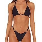 TTPSRY Sexy Bikinis for Women 2 Piece Thong Bikini Set Spaghetti Strap Swimsuits Bathing Swimwear Triangle Bathing Suit (Black/L)