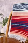 Base yoga Cotton Mexican style meditation blanket/yoga blanket - in traditional weave/relaxation/yoga studio/boho Falsa throw 188 x 132 cm (Red/Pink/Blue)