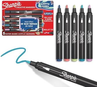 Sharpie Creative Marker Acrylic Paint Pens | Earth Tones | Water-Based Paint Markers | No-Bleed Ink Writes on Most Surfaces | Bullet Tip | School & Revision Supplies | Assorted Colours | 5 Count