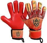 Keeperking Goalkeeper Gloves Kids, Boys, Youth, Adult, Men - Goalie Glove Latex Strong Grip palms with Removable Finger Spines Protection - Football Goalkeeping Glove for Training(Red, Size 6)