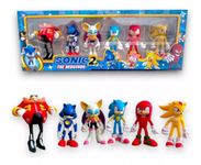 ARNIYAVALA Kit 6 Miniature Sonic 2 The Hedgehog Children's Collection for Car Dashboard, Decoration, Cake, Office Desk & Study Table