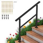 Aatrixkit Handrails for Outdoor Steps, 4 Steps Stair Railing, Black Wrought Iron Stair Handrail with Installation Kit, Porch Railing