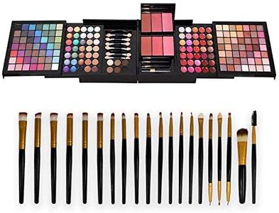 Full 177 Color Makeup Set Combination Palette 98 Matte Shimmer Eyeshadow,21 Eye shadow Gel, 35 Lipgloss, 14 Concealer,3 Blusher,6 Eyebrow Shader,1 Mirror With 20Pcs Brushes Cosmetic Kit