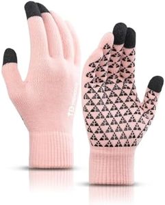 TRENDOUX Winter Gloves for Men Women - Upgraded Touch Screen Cold Weather Thermal Warm Knit Glove for Running Driving Hiking (Pink M)