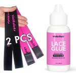 Dolahair Lace Glue for Wigs Wig Glue for Front Lace Wig Waterproof Super Hold Hair Glue for Weave, Invisible Hair Bonding Glue Extreme Hold for Hair Systems (Lace Glue+2 Wig Bands)