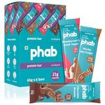 Phab Assorted (Chocolate Brownie, Mocha Nut Fudge, Strawberries & Greek Yogurt) 21G Protein Bars (Pack Of 6), Fitness & Immunity With Goodness Of Dates-390 Gram