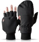 THE HEAT COMPANY - HEAT 2 SOFTSHELL - fingerless touchscreen glove and mitten in one - quality from the Alps - warm winter & bicycling gloves - against cold during sports & work – Black, L