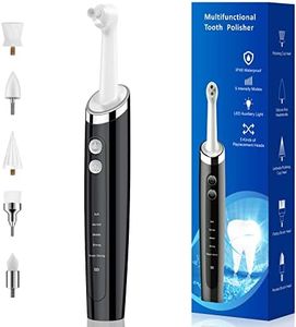 Pelzzle Rechargeable Tooth Polisher Kit for Daily Cleaning, Whitening and Polishing, Electric Dental Teeth Polisher with LED Light, 5 Brush Heads, 5 Speed Modes, Waterproof