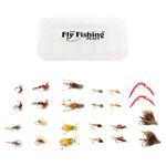 The Fly Fishing Place Trout Flies Assortment - Collection of 24 Best Flies for Trout Fly Fishing with Fly Box - Essential Dry and Wet Fly Selection for All Trout Fly Fishing