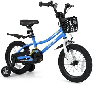 Olakids Kids Bike, 12 14 16 18 Inch Toddlers Bike for Boys Girls Age 3-8 Years, Children's Bicycle with Training Wheels Adjustable Seat and Handlebar Basket, Handbrake and Coaster Brake